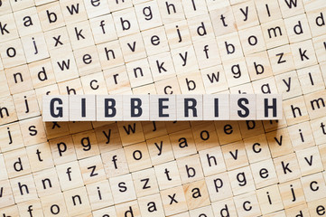 Gibberish word concept on cubes