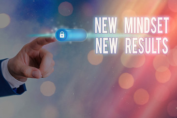 Conceptual hand writing showing New Mindset New Results. Concept meaning obstacles are...