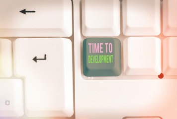 Word writing text Time To Development. Business photo showcasing a length of time during which a...