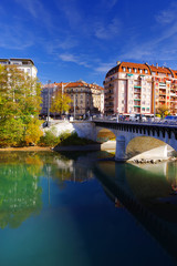 Obraz premium Autumn colours around the Arve River in Geneva, Switzerland, Europe