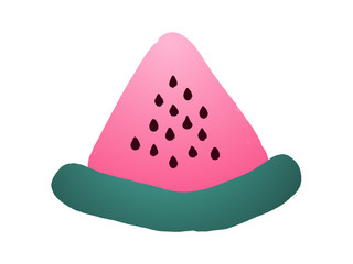 Hand drawn slice of watermelon. Summer design element with watermelon. Doodle fresh fruit.
