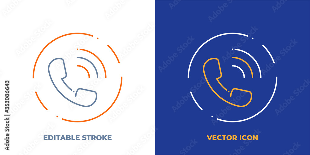 Poster phone line art vector icon with editable stroke. outline symbol of call. contact us pictogram made o
