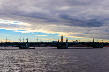 Fototapeta na wymiar Trinity bridge across the Neva river in St. Petersburg, Russia