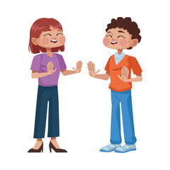 young couple avatars characters icon
