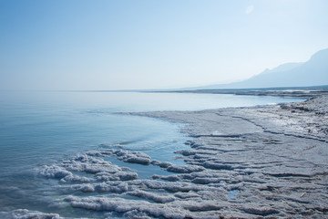 Fototapeta na wymiar Salty shores of the Dead sea