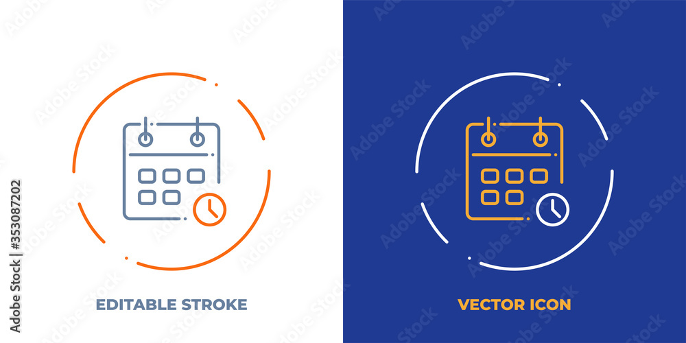 Poster calendar line art vector icon with editable stroke. outline symbol of event reminder. schedule picto