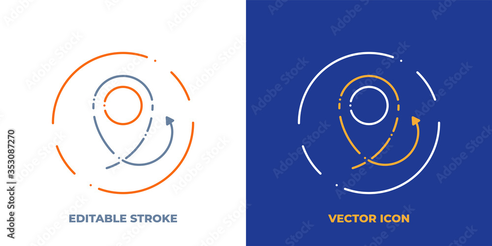 Poster navigation tag line art vector icon with editable stroke. outline symbol of position marker. locatio