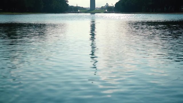 Beautiful Water Reflection of Washington Monument Obelisk. (Morning Time Steady Shot)