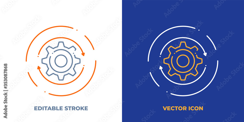 Aufkleber gear line art vector icon with editable stroke. outline symbol of cog wheel. engineering pictogram m