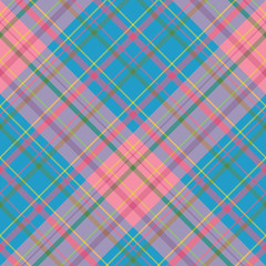Seamless pattern in blue, pink, yellow, green, light violet colors for plaid, fabric, textile, clothes, tablecloth and other things. Vector image. 2