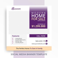 Editable Home House For Sale Real Estate Banner Mockup Template Promotions