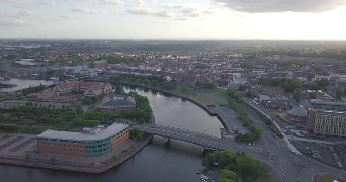 Night time view at dusk of Stockton on Tees