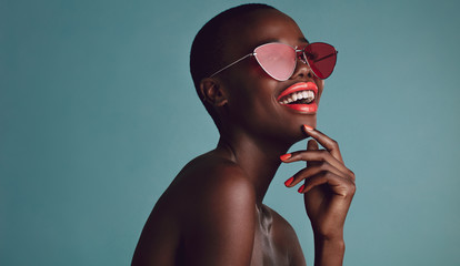 African female model with funky sunglasses