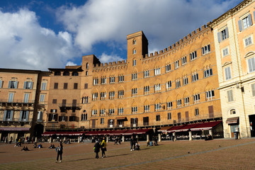 View of the famous "Piazza del Campo" ( Square of Campo) in the city of Siena, Tuscany, Italy