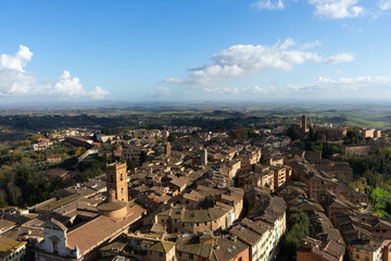 View of  the city of Siena from the top of the tower of Mangia, Tuscany, Italy