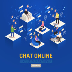 Obraz premium Chat Online Isometric Background