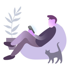 Monochrome picture of people with smartphones. Isolated vector illustration of characters with smartphones. Collection of people holding gadgets and send mail. Human with devices send message.