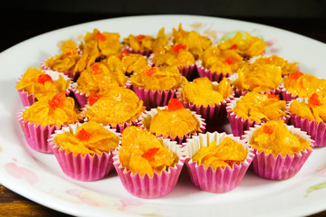 Honey cornflakes biscuits in the plate during Eid Mubarak.