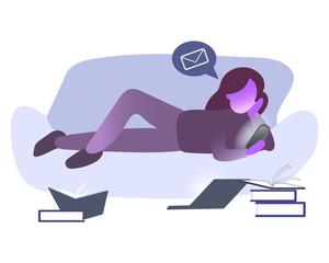 Monochrome picture of people with smartphones. Isolated vector illustration of characters with smartphones. Collection of people holding gadgets and send mail. Human with devices send message.