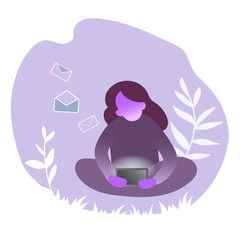 Monochrome picture of people with smartphones. Isolated vector illustration of characters with smartphones. Collection of people holding gadgets and send mail. Human with devices send message.