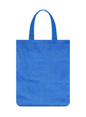 Blue canvas tote bag isolated on white background with clipping path. Mockup for design