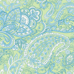 Batik ornament. Ethnic Paisley Floral seamless pattern.