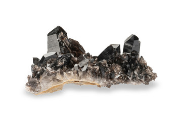 Morion variety quartz mineral isolated on white background