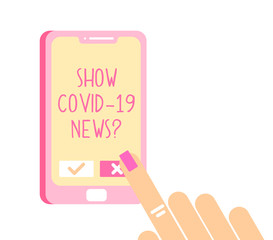 No coronavirus panic concept. No breaking news headline template. Stop corona virus fake news. Outbreak of virus in 2020. Enough information about Covid-19 pandemic.