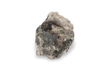 Wolframite mineral isolated on white background