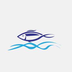 sea ​​fish illustration of blue water. vector design