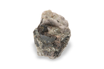 .Wolframite mineral isolated on white background