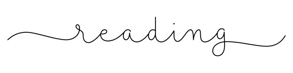 READING black vector monoline calligraphy banner with swashes