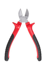 Opened pliers with blue handle isolated on a white background
