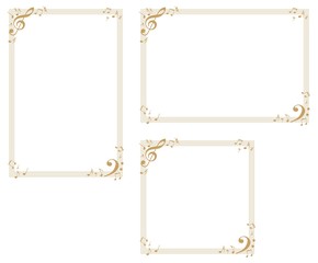 Music-themed decorative frame.Decorative frame.A frame that gave a change in size to the same design.Good frame for a4 size paper.Background for certificate.