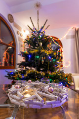 modern advent wreath with christmas tree