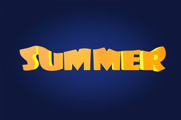 Yellow summer 3d word on blue background