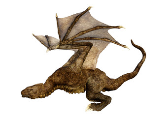 3D Rendering Fairy Tale Dragon on White