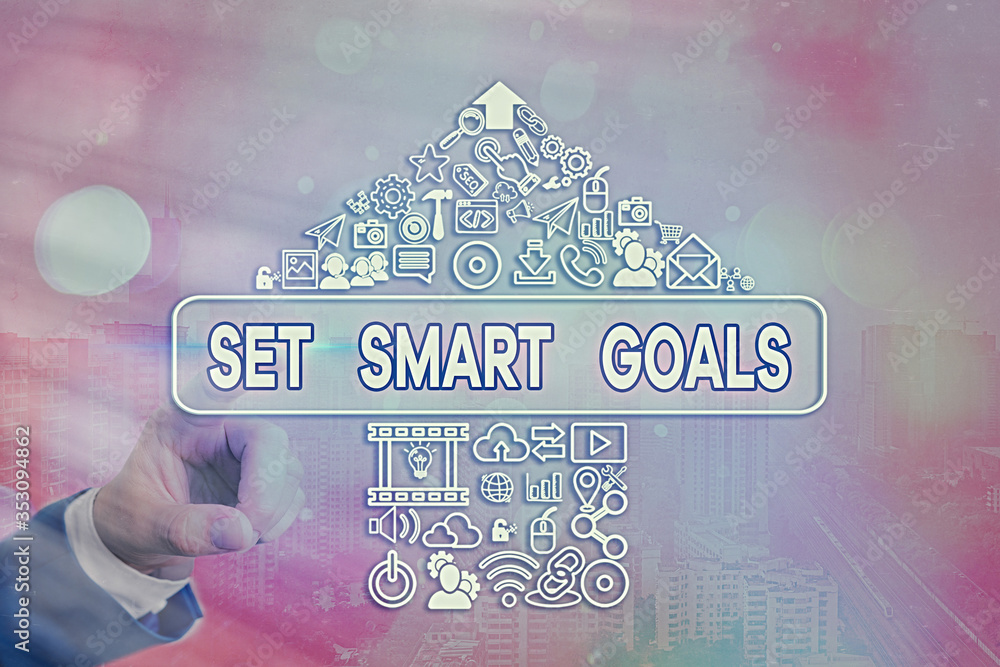 Poster handwriting text writing set smart goals. conceptual photo giving criteria to guide in the setting o