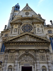 Fototapeta na wymiar Saint-Etienne-du-Mont Church facade close-up. Paris, France.