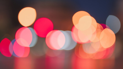 Night traffic light bokeh on road