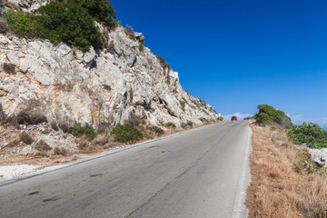 Mountain road perspective view. Travel photo