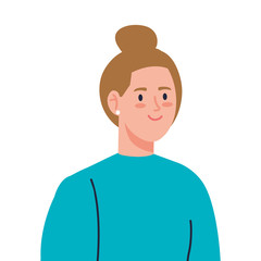 pretty young woman on white background vector illustration design