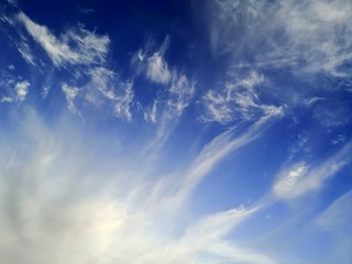 dramatic blue sky with cirrus clouds, sky only 