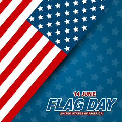 Flag Day USA. United States of America national Old Glory, The Stars and Stripes. 14 June American holiday. Vector illustration.