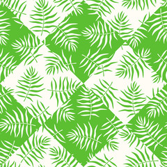 Fototapeta na wymiar Tropical background with palm leaves. Seamless floral pattern. Summer vector illustration. Flat jungle print