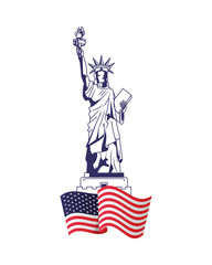 united states of america flag with liberty statue