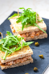 salmon tartare in toast bread