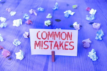 Handwriting text Common Mistakes. Conceptual photo actions that are often used interchangeably with...