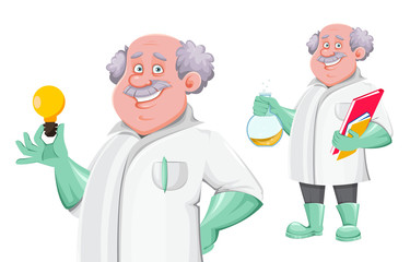 Professor cartoon character, set of two poses