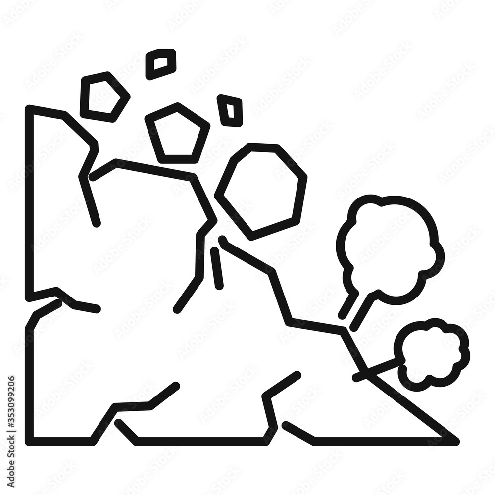Poster stone landslide icon. outline stone landslide vector icon for web design isolated on white backgroun